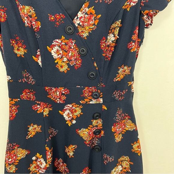 Modcloth Navy Floral Sentimental Retro Dress Size Small - Picture 10 of 16